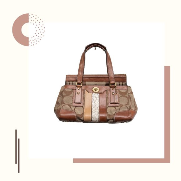 COACH Signature Stripe Carry-all Shoulder Bag "Hampton" - Picture 1 of 13
